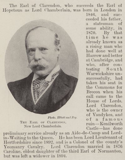 Le comte de Clarendon, nouveau Lord Chambellan - English Photographer