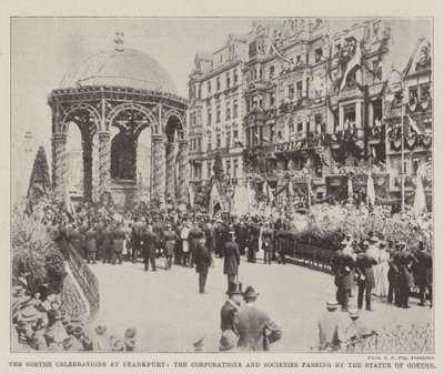 Les célébrations de Goethe à Francfort, les corporations et sociétés passant devant la statue de Goethe - English Photographer