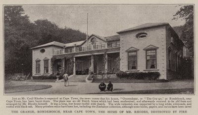 La Grange, Rondebosch, près du Cap, la maison de M. Rhodes, détruite par le feu - English Photographer