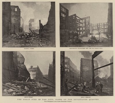 Le grand incendie dans la ville, vues du quartier dévasté - English Photographer