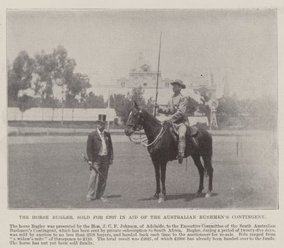 Le clairon à cheval, vendu pour 2627 £ au profit du contingent des bushmen australiens, Adélaïde. Illustration pour The Illustrated London News, 26 mai 1900 - English Photographer