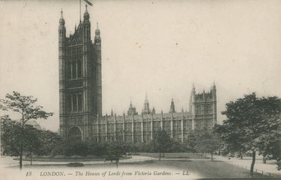 La Chambre des lords depuis les jardins Victoria, Londres - English Photographer