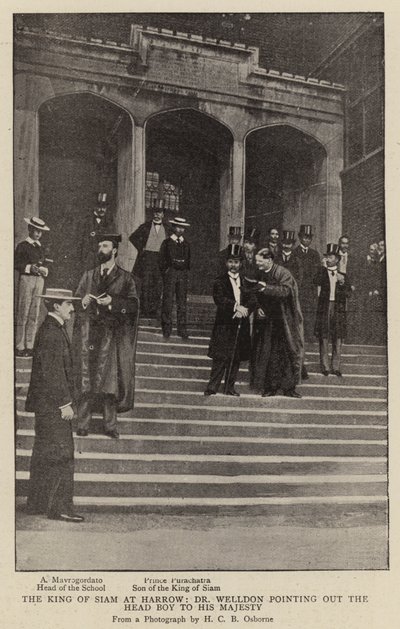 Le Roi de Siam à Harrow, le Dr Welldon montrant le Premier Garçon à Sa Majesté - English Photographer
