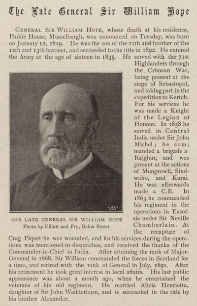 Feu le général Sir William Hope - English Photographer