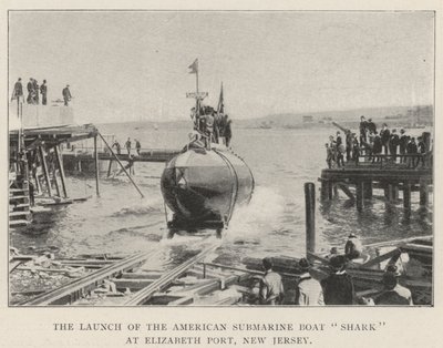 Le lancement du sous-marin américain Shark à Elizabeth Port, New Jersey - English Photographer
