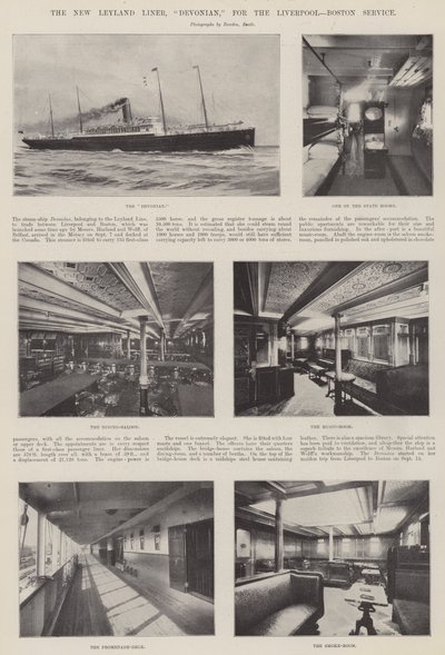 Le nouveau paquebot Leyland, Devonian, pour le service Liverpool-Boston - English Photographer
