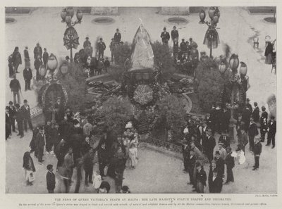 La nouvelle de la mort de la reine Victoria à Malte, la statue de Sa défunte Majesté drapée et décorée - English Photographer
