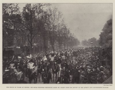 Le Prince de Galles à Oxford, Son Altesse Royale revenant le long de St Giles après sa revue des Queens Own Oxfordshire Hussars - English Photographer
