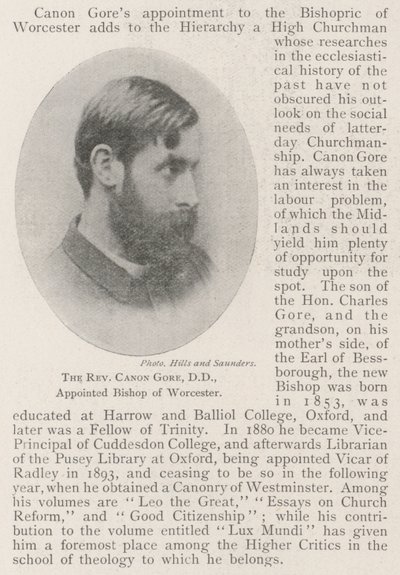 Le révérend chanoine Gore, DD, nommé évêque de Worcester - English Photographer