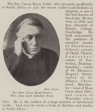 Le Révérend Chanoine Knox Little, qui rejoint les forces de Lord Roberts - English Photographer