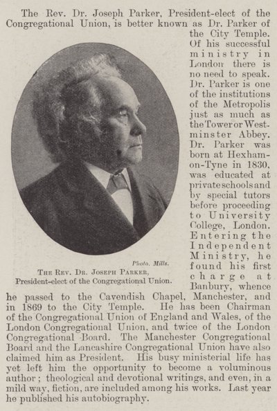Le Révérend Dr Joseph Parker, Président élu de l
