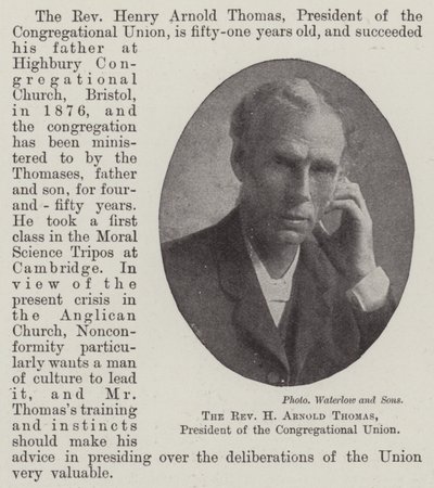 Le révérend H Arnold Thomas, président de l