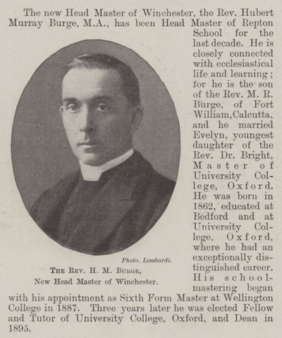 Révérend H M Burge, Nouveau Directeur de Winchester - English Photographer