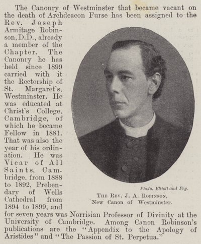 Le révérend J A Robinson, nouveau chanoine de Westminster - English Photographer