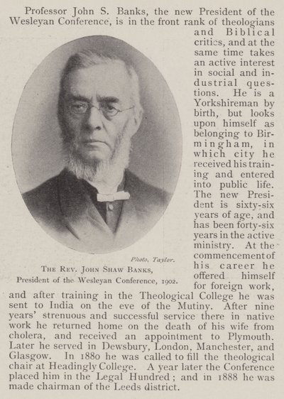 Le révérend John Shaw Banks, président de la conférence wesleyenne, 1902 - English Photographer