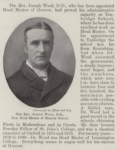 Le révérend Joseph Wood, DD, nouveau directeur de l