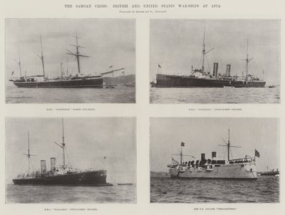 La crise samoane, navires de guerre britanniques et américains à Apia - English Photographer