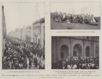 La guerre hispano-américaine, scènes à Las Palmas, Grande Canarie, maintenant fortifiée et approvisionnée par l
