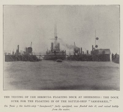 Le test du dock flottant des Bermudes à Sheerness, le dock coulé pour le flottement du cuirassé Sanspareil - English Photographer