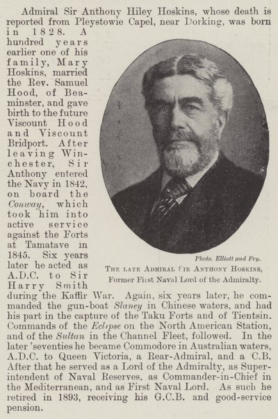 Feu amiral Sir Anthony Hoskins, ancien premier lord de l