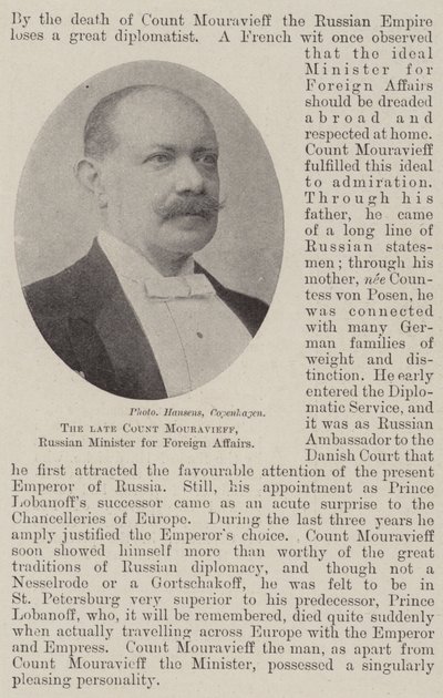 Feu Comte Mouravieff, ministre russe des Affaires étrangères - English Photographer