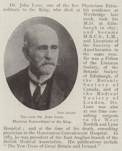 Le défunt Dr John Lowe, médecin extraordinaire du roi - English Photographer
