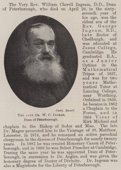 Feu Dr W C Ingram, doyen de Peterborough - English Photographer