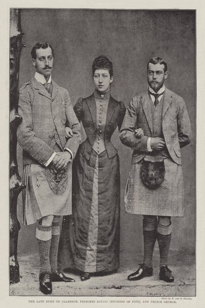 Feu le duc de Clarence, la princesse Louise (duchesse de Fife) et le prince George - English Photographer