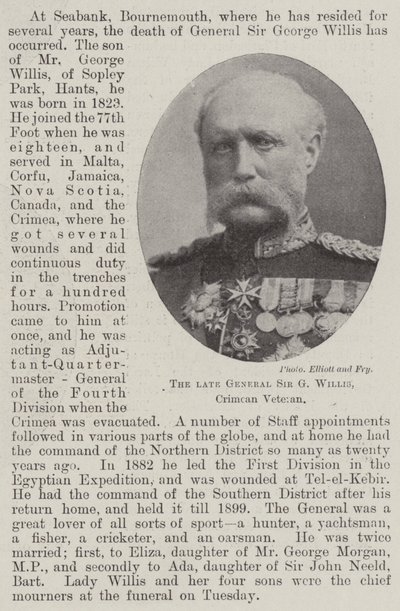 Feu général Sir G Willis, vétéran de Crimée - English Photographer