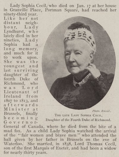 Feu Lady Sophia Cecil, fille du quatrième duc de Richmond - English Photographer