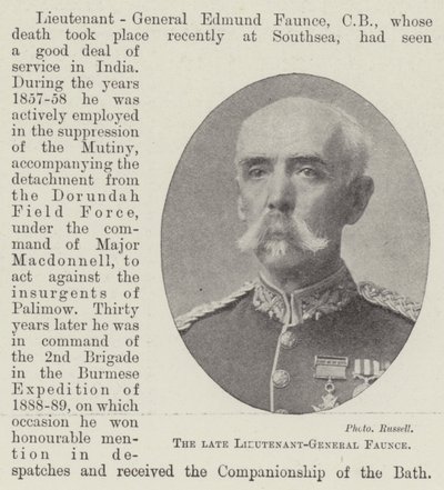 Feu le lieutenant-général Faunce - English Photographer