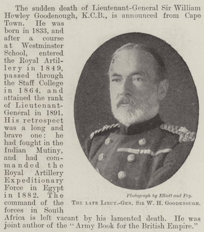 Feu le lieutenant-général Sir W H Goodenough - English Photographer