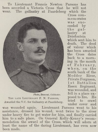 Feu lieutenant F N Parsons, décoré de la VC pour bravoure à Paardeberg - English Photographer