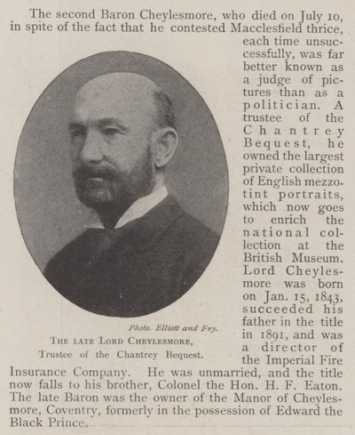 Feu Lord Cheylesmore, administrateur du Chantrey Bequest - English Photographer