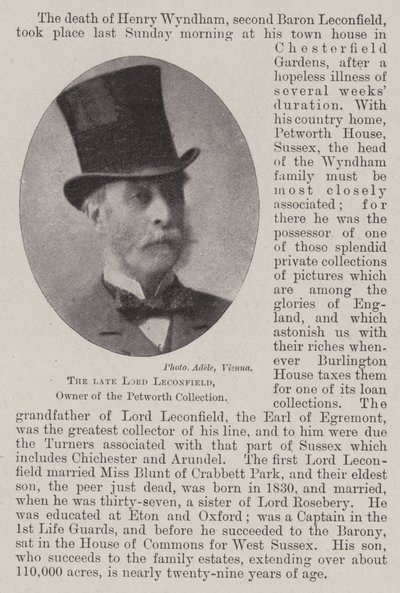 Feu Lord Leconfield, Propriétaire de la Collection Petworth - English Photographer