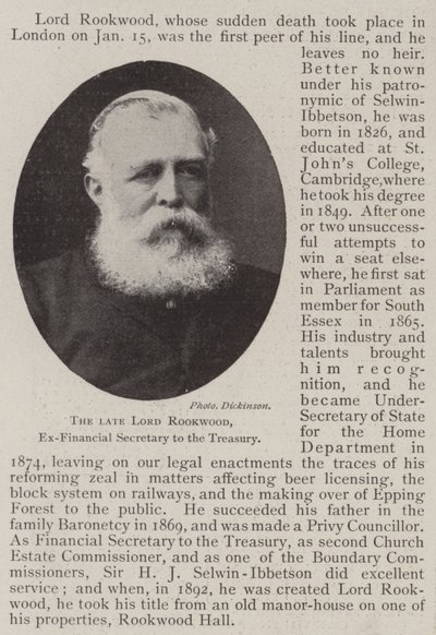 Feu Lord Rookwood, ex-secrétaire financier du Trésor - English Photographer