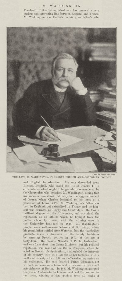 Feu M. Waddington, ancien Ambassadeur de France à Londres - English Photographer