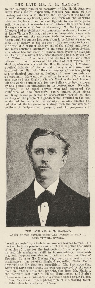 Feu M. A M Mackay, agent de la Church Missionary Society en Ouganda, lac Victoria Nyanza - English Photographer