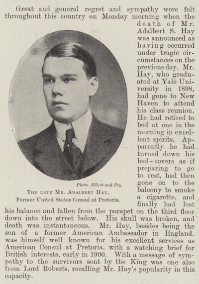 Feu M. Adalbert Hay, ancien consul des États-Unis à Pretoria - English Photographer
