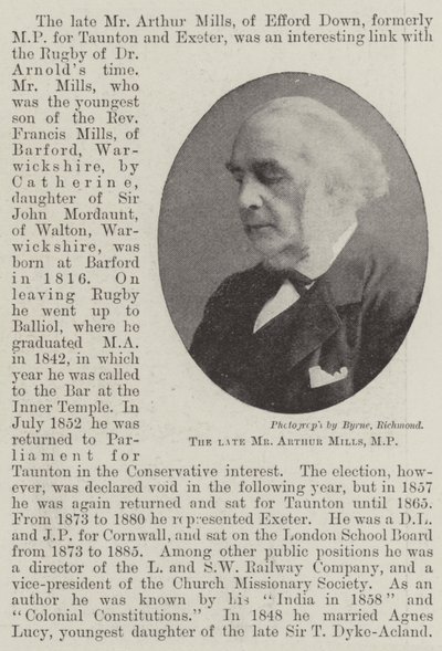Feu M. Arthur Mills, MP - English Photographer