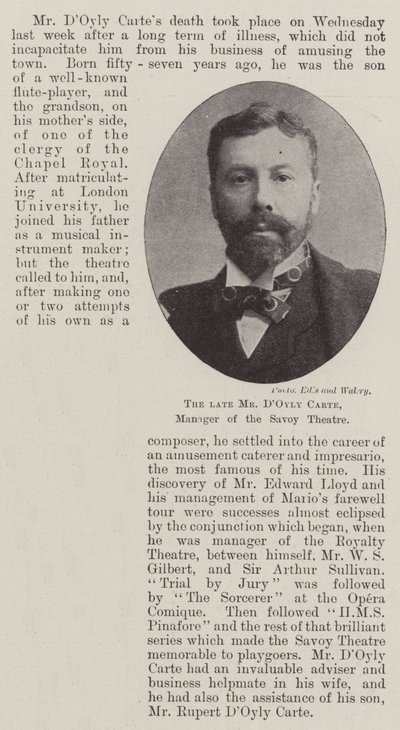 Feu M. DOyly Carte, directeur du Savoy Theatre - English Photographer