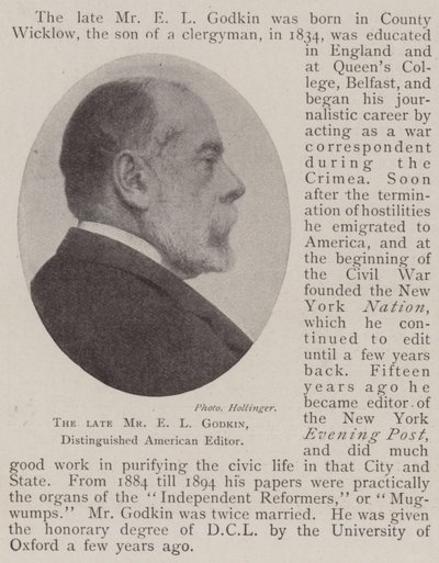 Feu M. E. L. Godkin, éminent éditeur américain - English Photographer