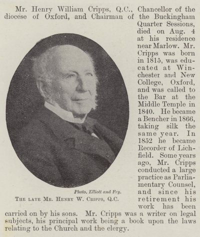 Feu M. Henry W Cripps, QC - English Photographer