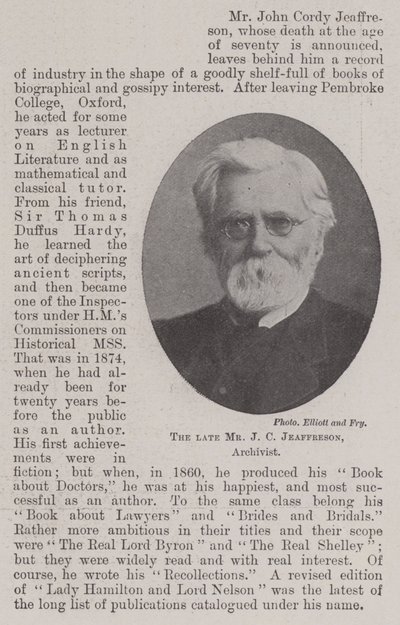Feu M. J C Jeaffreson, archiviste - English Photographer