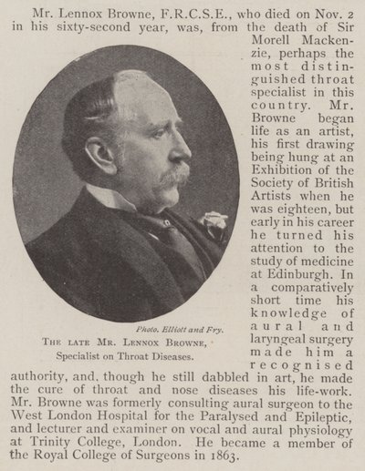 Feu M. Lennox Browne, spécialiste des maladies de la gorge - English Photographer