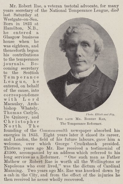 Feu M. Robert Rae, le réformateur de la tempérance - English Photographer