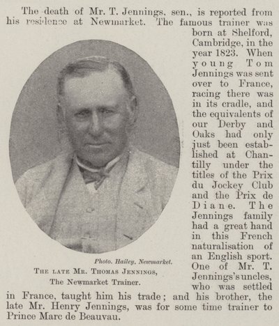 Feu M. Thomas Jennings, entraîneur de Newmarket - English Photographer