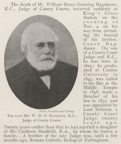 Feu M. W H G Bagshawe, KC, juge des tribunaux de comté - English Photographer