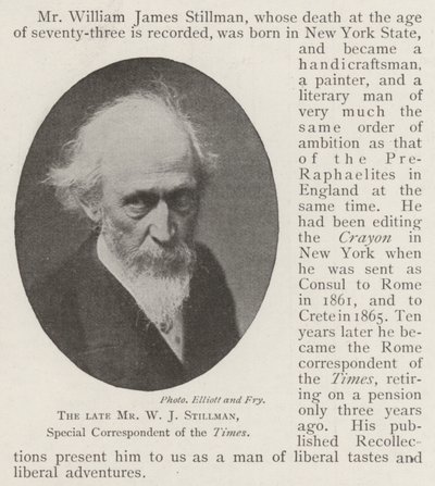 Feu M. W J Stillman, correspondant spécial du Times - English Photographer