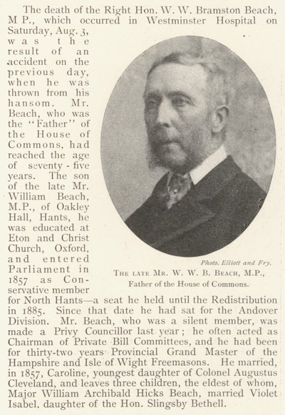 Feu M. W W B Beach, MP, père de la Chambre des communes - English Photographer
